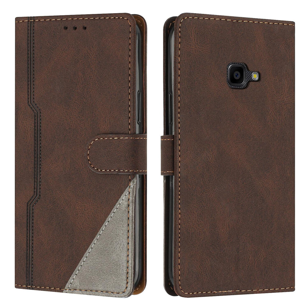 Leather Magnetic Clasp Case With Flip Wallet Stand Function Cover Compatible Samsung Xcover 4 4S: Brown 3035171377603
