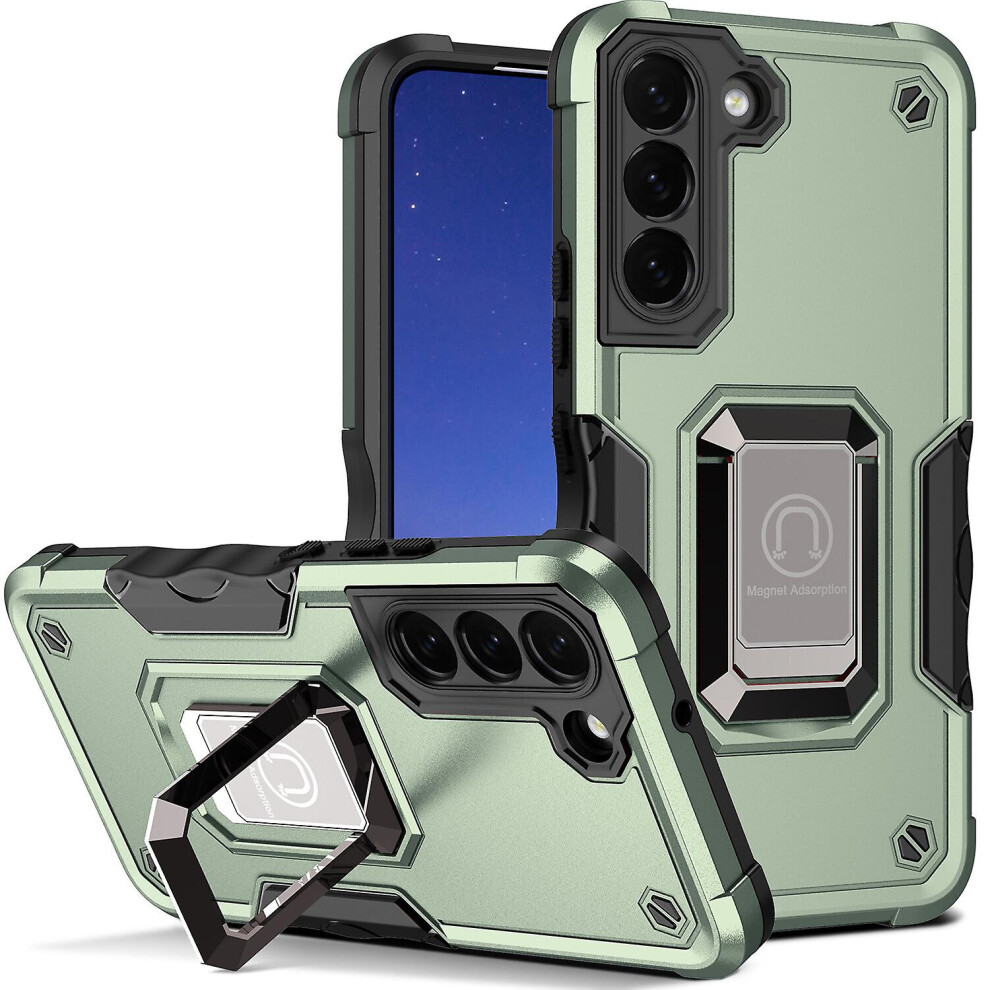 Case Compatible Samsung S23 Shockproof Magnetic With Ring Holder: Green 355818194206