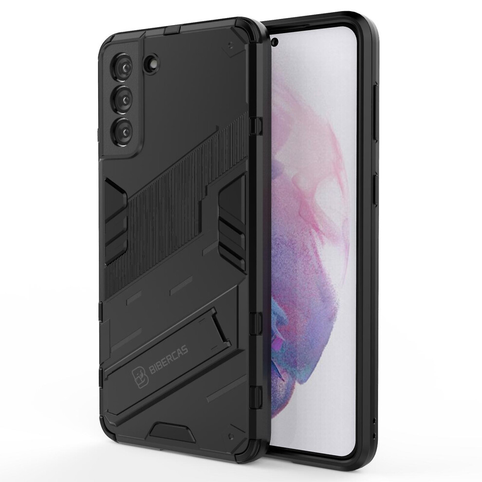 Slim Case Compatible Samsung S21 Plus 5G Shockproof Dual-Layer Stand Cover: Black 7903075316263