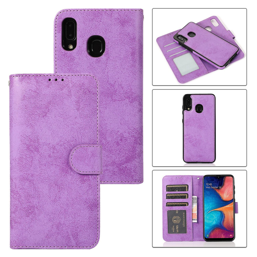 Samsung A20 /A30 Case, Card Slots Retro Leather Wallet Shockproof Flip Cover Magnetic Closure Bookstyle Stand Case: Purple 7905196319895