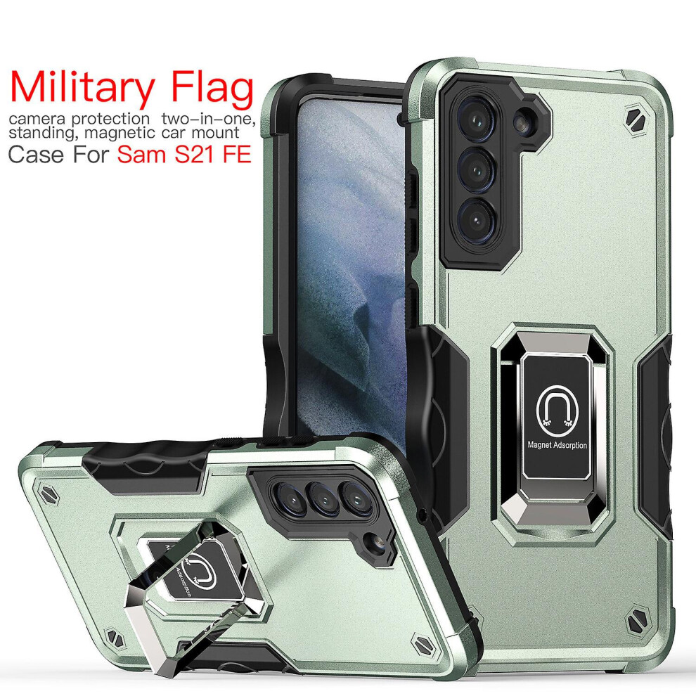 Case Compatible Samsung S21 Fe 2021 Shockproof Magnetic With Ring Holder: Green 4357389159130