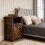 Living And Home Melamine-Faced MDF Bedside Table, Brown 2