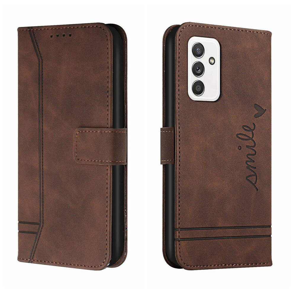 Leather Magnetic Closure Case With Flip Wallet Stand Function Cover Compatible Samsung Galaxy A82 5G: Brown 3785934257696