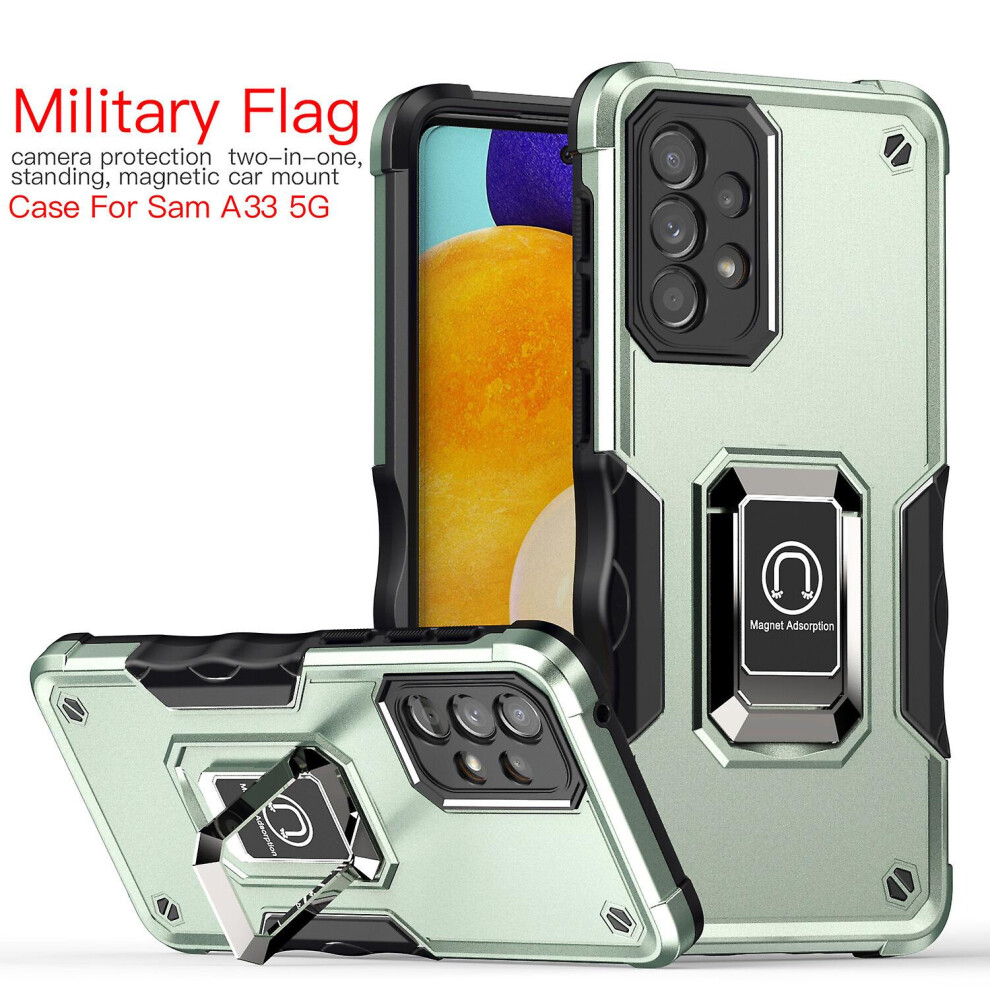 Case Compatible Samsung A33 5G Shockproof Magnetic With Ring Holder: Green 3468205150840