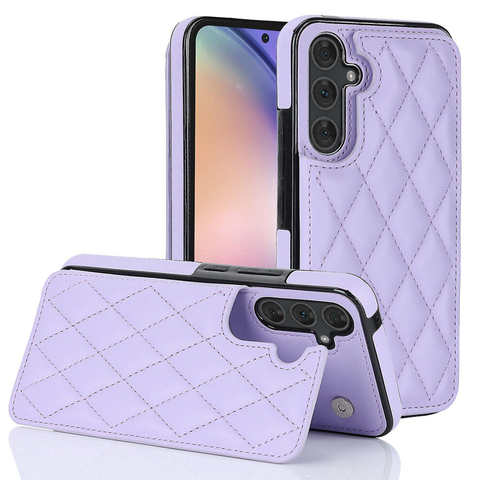 Samsung A14 4G 5G Case, Pu Leather Flip Cover Magnetic Closure Wallet Card Slots Stand Case: Purple 3472763134785