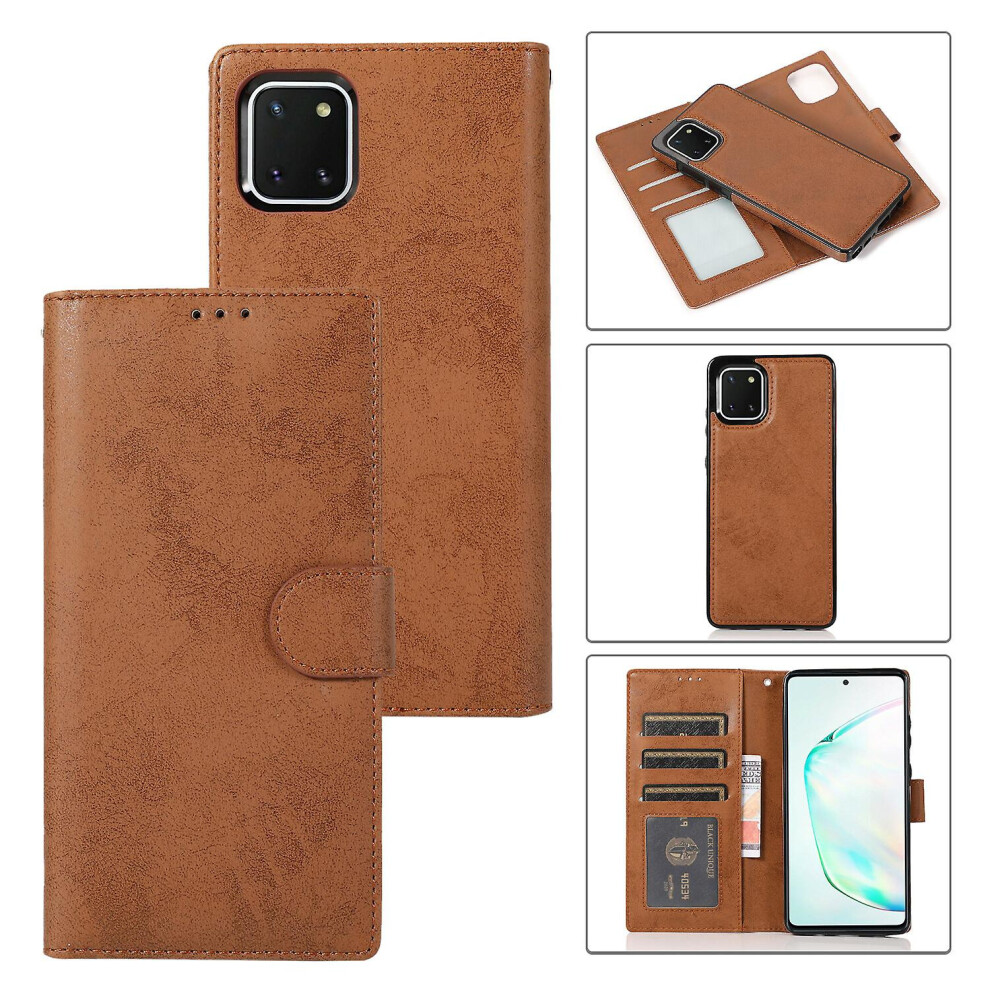 Samsung A81/ Note10 Lite Case, Card Slots Retro Leather Wallet Shockproof Flip Cover Magnetic Closure Bookstyle Stand Case: Brown 3022355310358