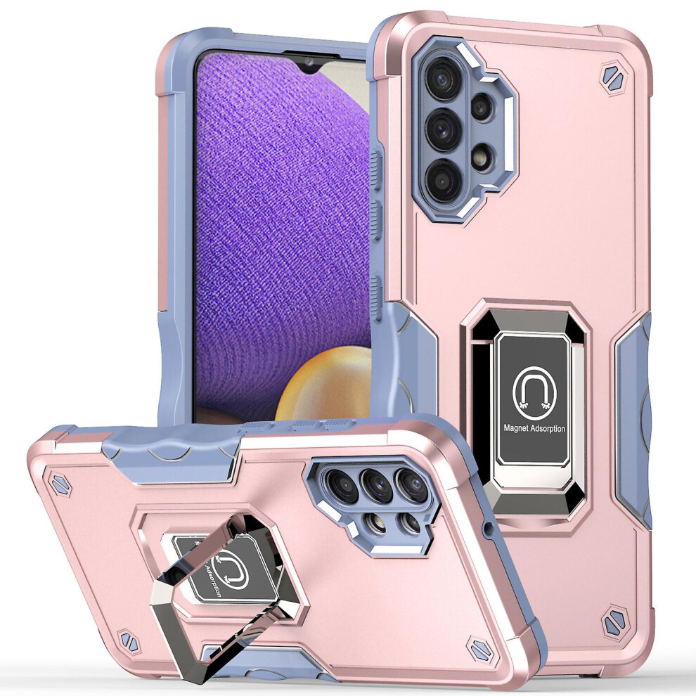 Case Compatible Samsung A32 4G Shockproof Magnetic With Ring Holder:rose Gold 3472763134952