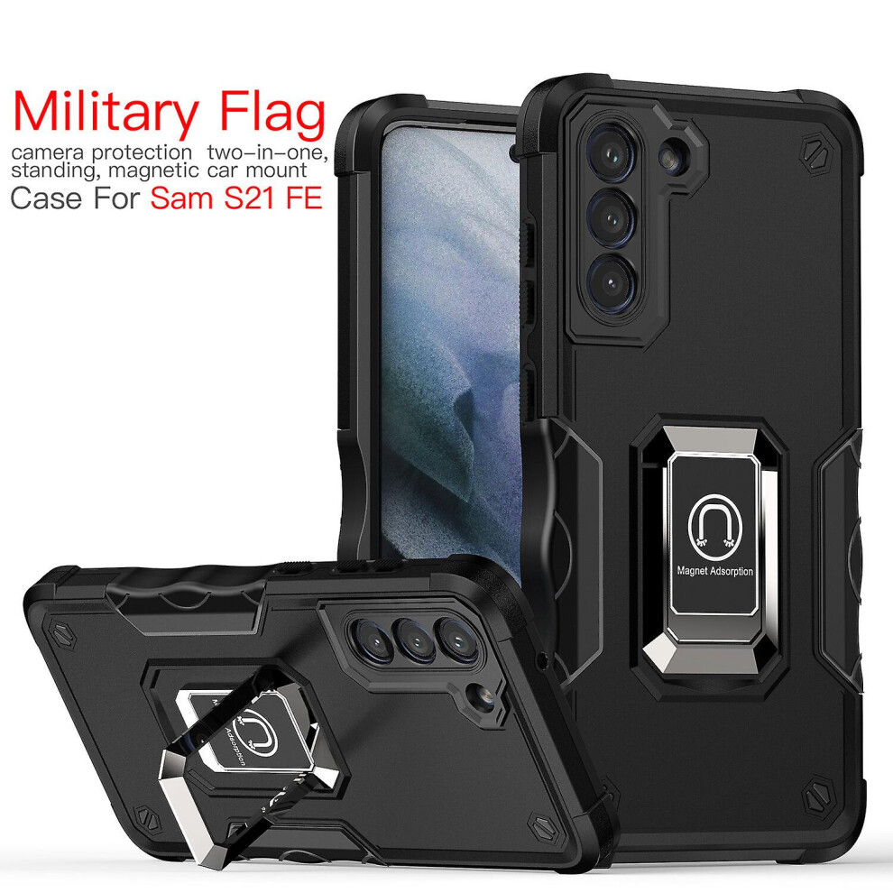 Case Compatible Samsung S21 Fe 2021 Shockproof Magnetic With Ring Holder: Black 3512009380702