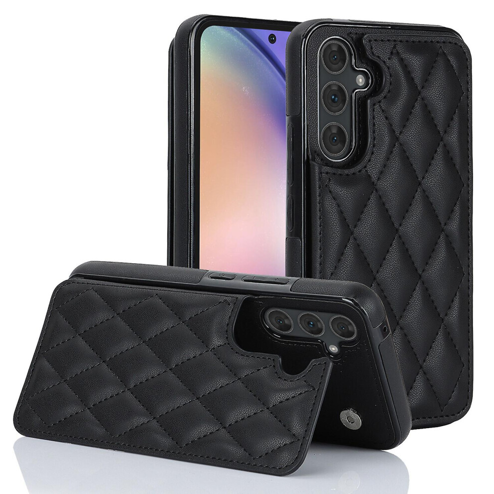 Samsung A14 4G 5G Case, Pu Leather Flip Cover Magnetic Closure Wallet Card Slots Stand Case: Black 3472763134747