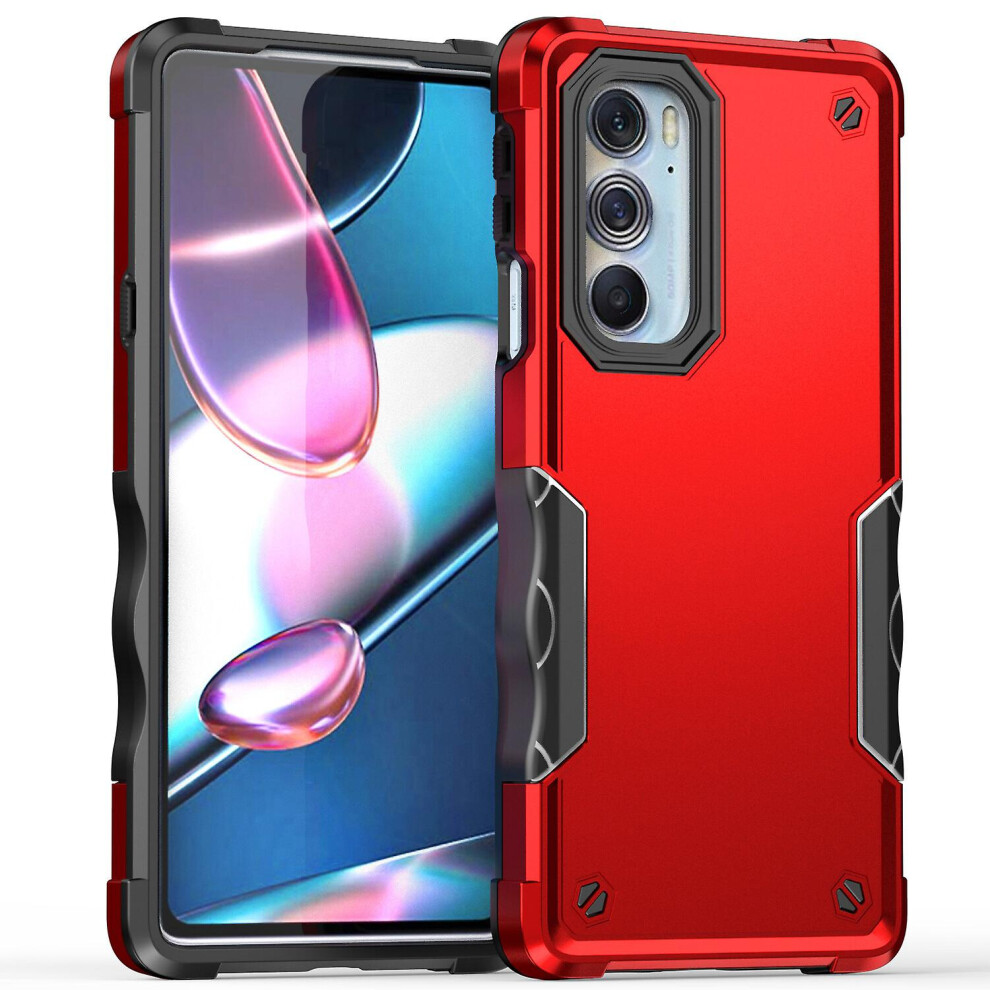 Compatible Moto Edge X30 Case, Heavy Duty Dual Layer Slim Shockproof Cover: Red 3333213184036