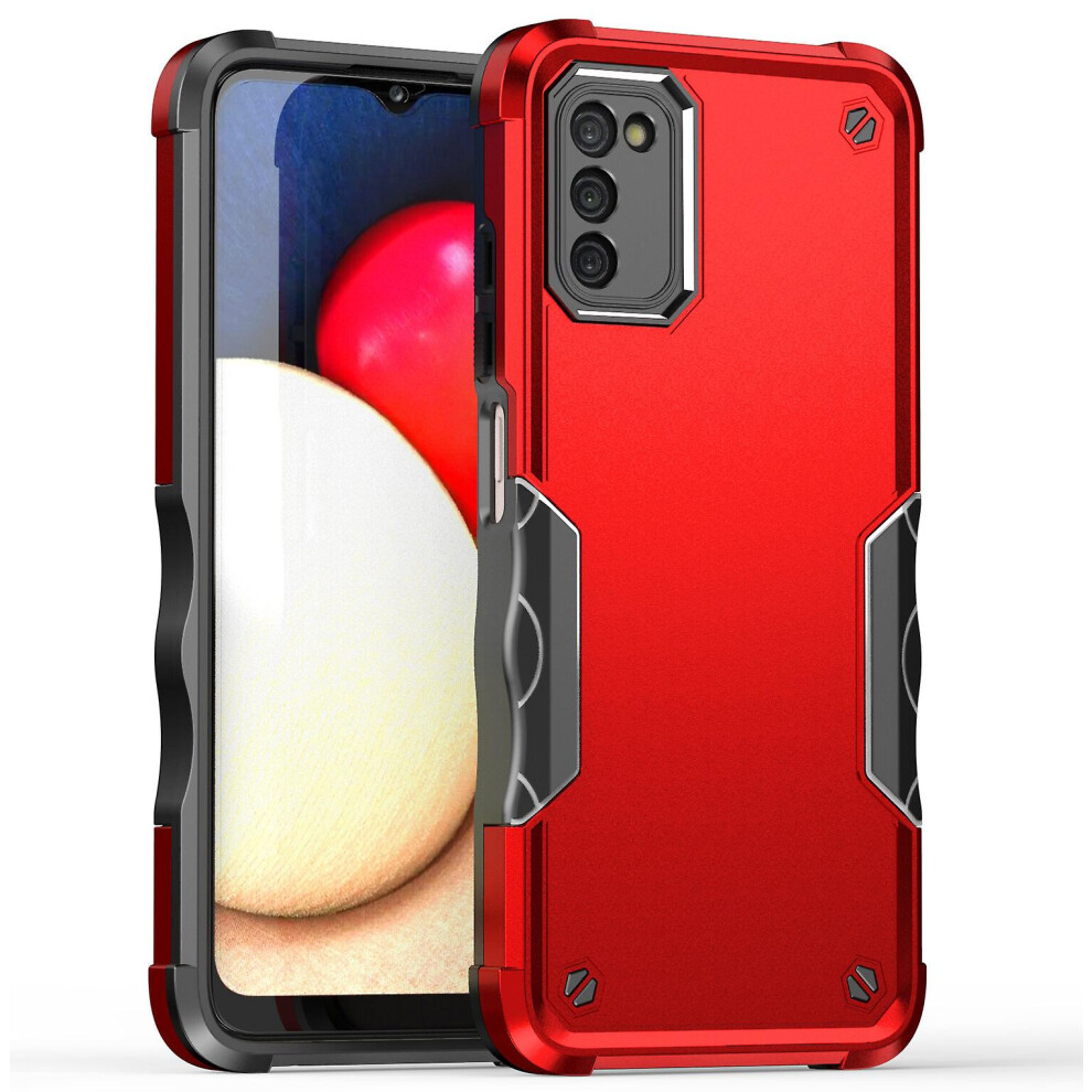 Compatible Samsung A03s Case, Heavy Duty Dual Layer Slim Shockproof Cover: Red 8311384301471