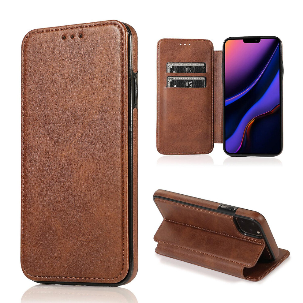 Iphone 11 Pro Max Case Leather Wallet Flip Phone Case: Brown 4574221284656