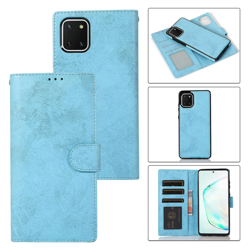 Samsung A81/ Note10 Lite Case, Card Slots Retro Leather Wallet Shockproof Flip Cover Magnetic Closure Bookstyle Stand Case:light Blue 3281230278521