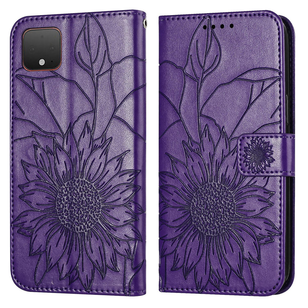 Compatible Google Pixel 4 Wallet Case,3 Credit Card Slot Id Card Holder,Pu Leather Flip Case:dark Purple 4574221284779