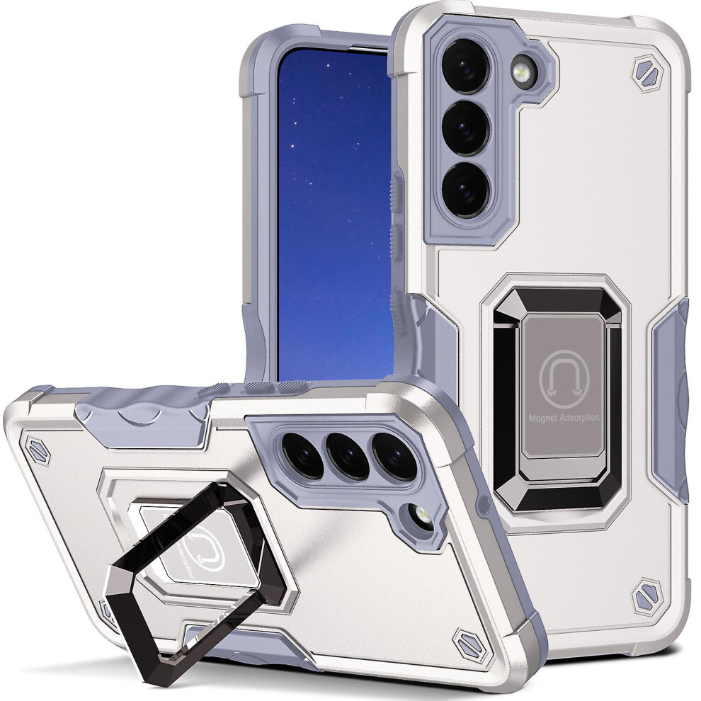 Case Compatible Samsung S23 Shockproof Magnetic With Ring Holder: White 355818194251