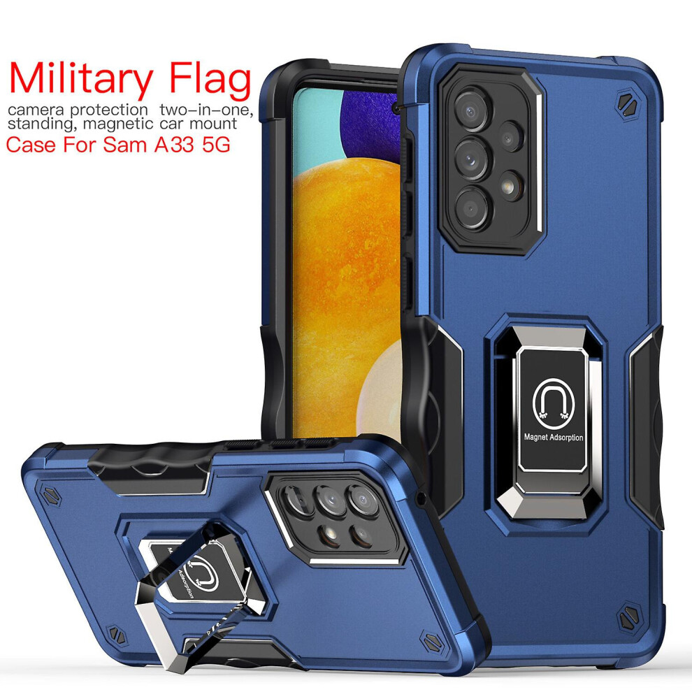 Case Compatible Samsung A33 5G Shockproof Magnetic With Ring Holder: Blue 3468205150833