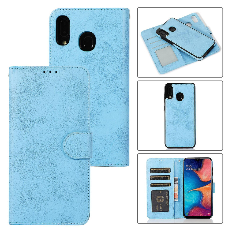 Samsung A20 /A30 Case, Card Slots Retro Leather Wallet Shockproof Flip Cover Magnetic Closure Bookstyle Stand Case:light Blue 4192758399997