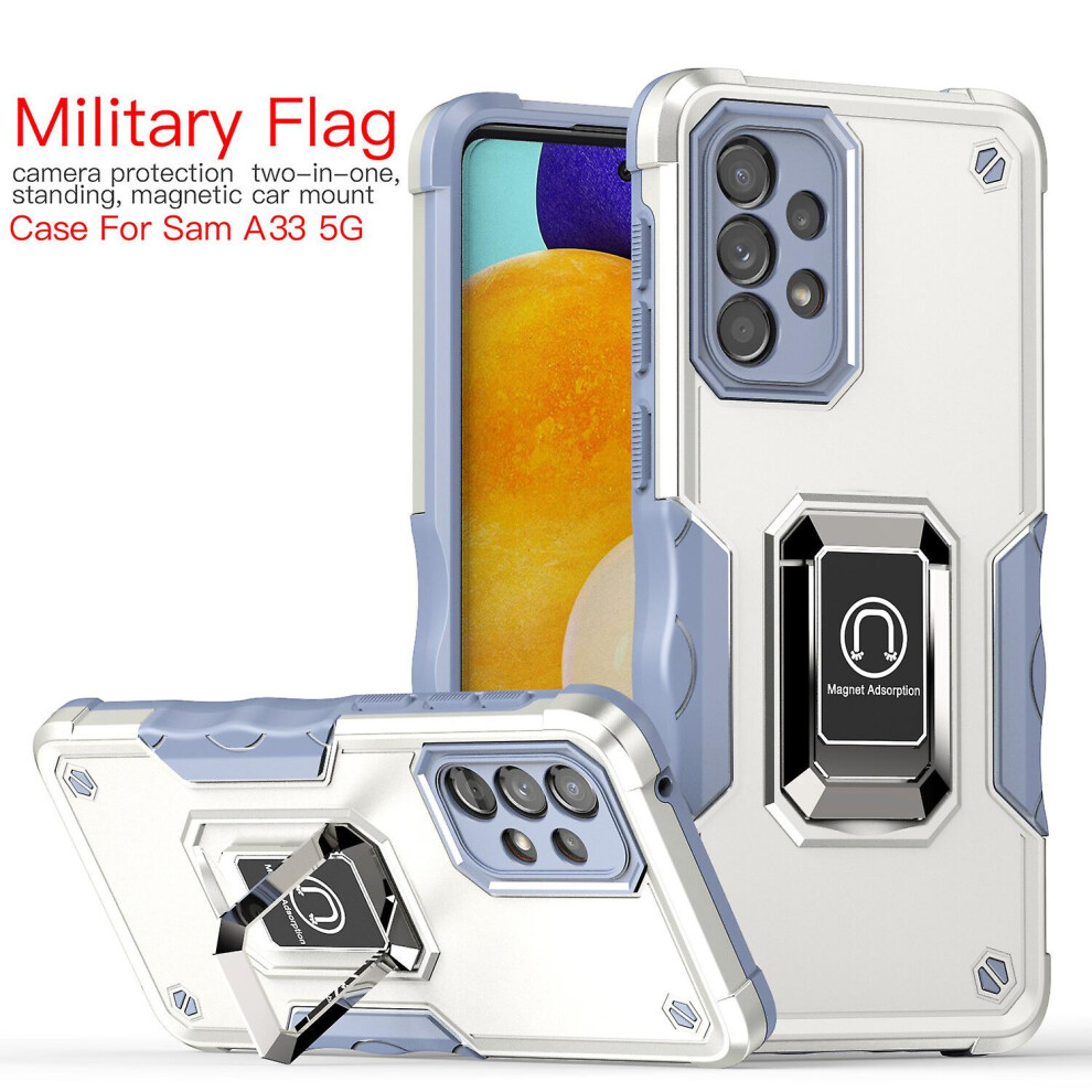 Case Compatible Samsung A33 5G Shockproof Magnetic With Ring Holder: White 3468205150895
