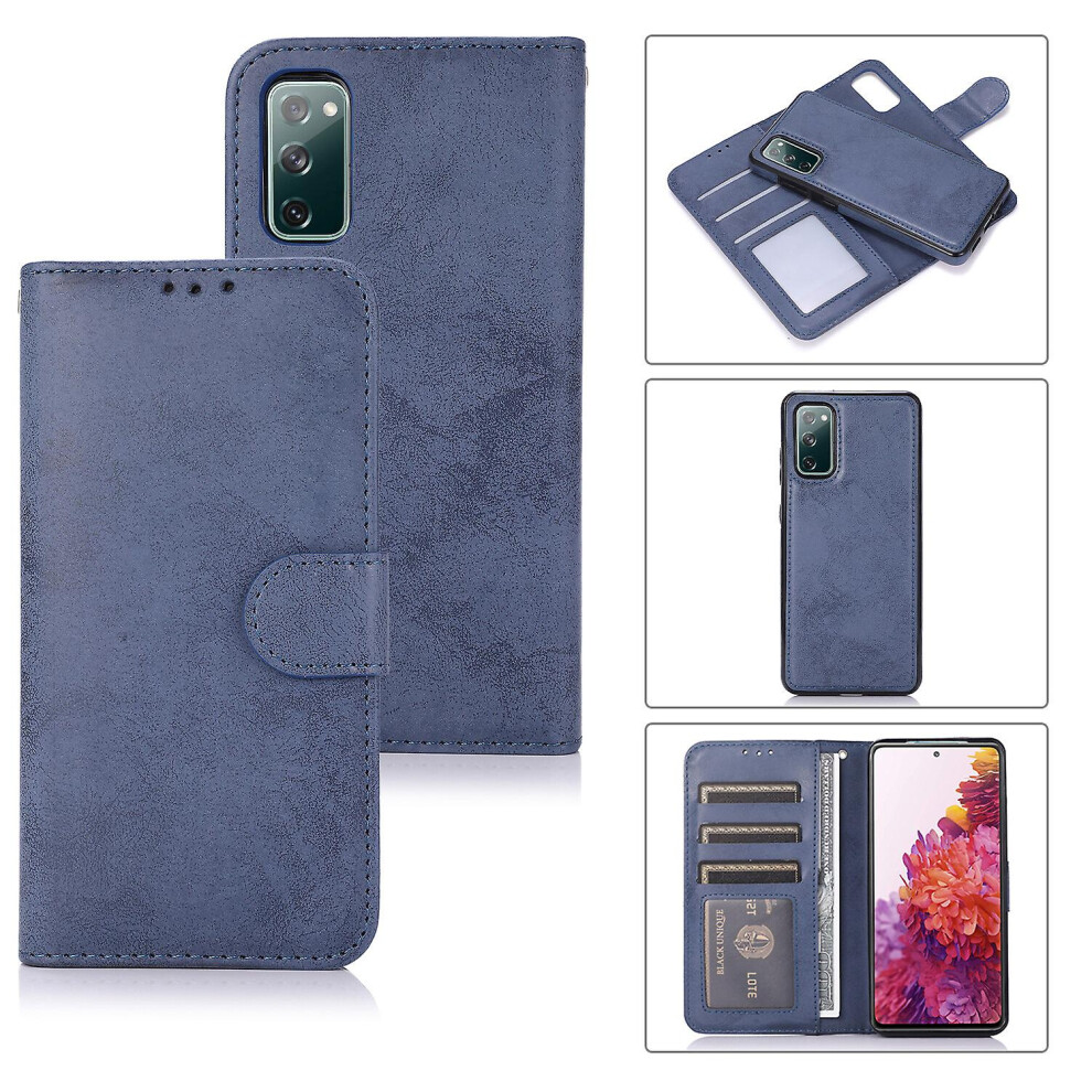 Samsung S20 Fe Case, Card Slots Retro Leather Wallet Shockproof Flip Cover Magnetic Closure Bookstyle Stand Case: Blue 3468205151014