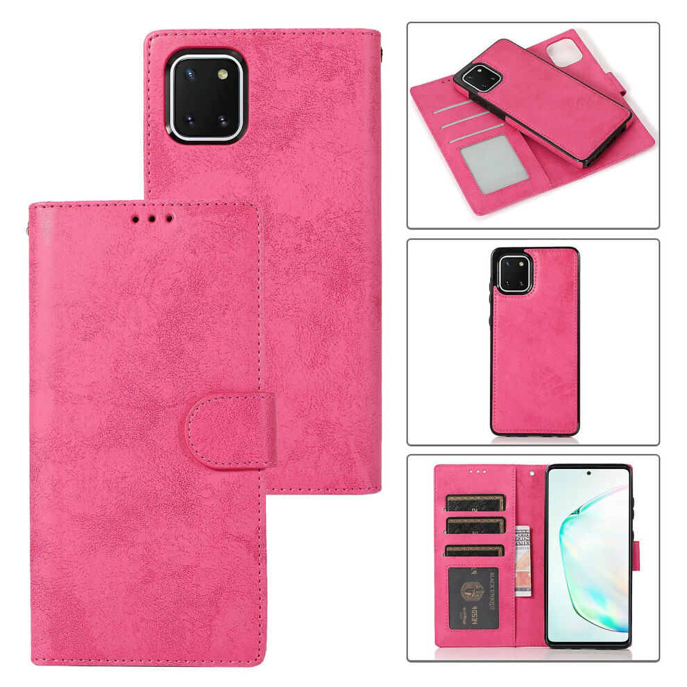 Samsung A81/ Note10 Lite Case, Card Slots Retro Leather Wallet Shockproof Flip Cover Magnetic Closure Bookstyle Stand Case:rose Red 3281230278545