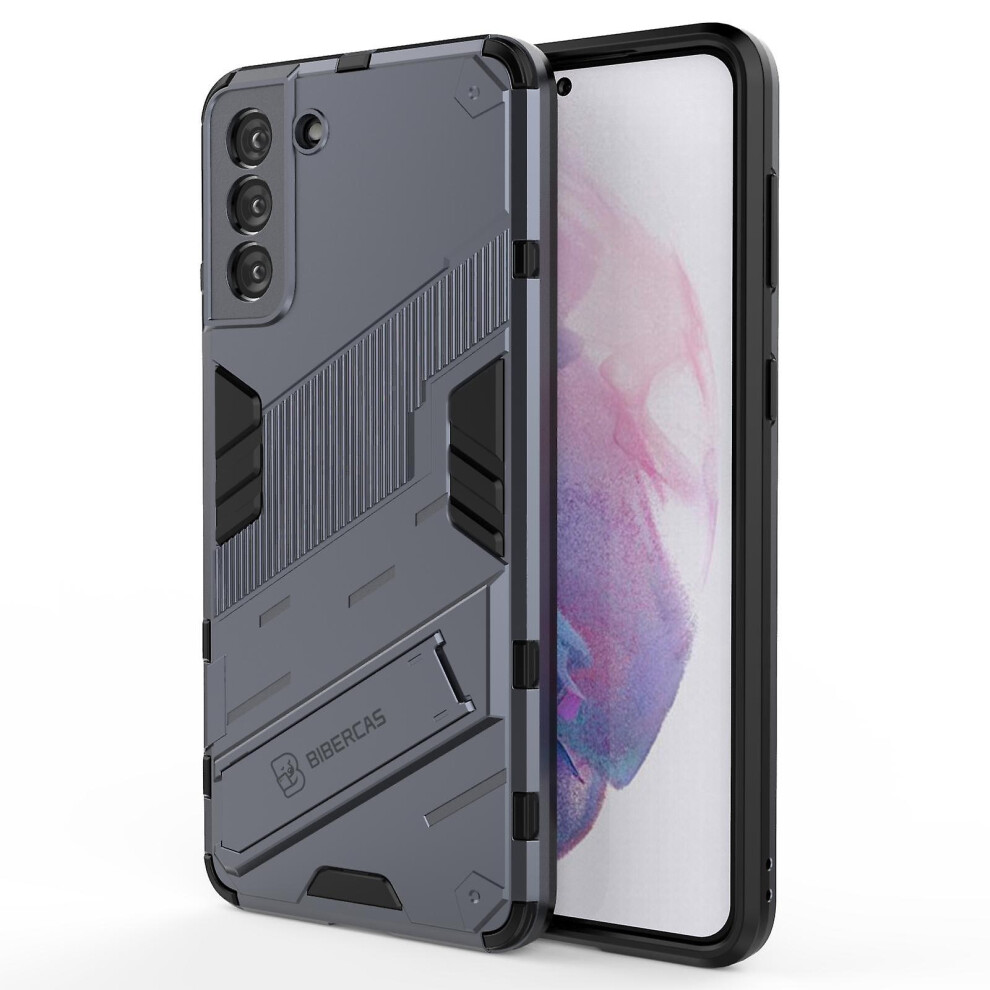 Slim Case Compatible Samsung S21 Plus 5G Shockproof Dual-Layer Stand Cover: Grey 7903075316287