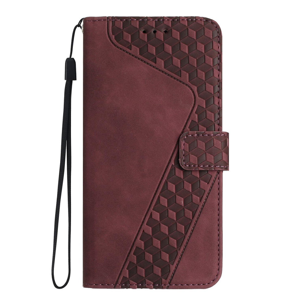 Moto E22s Case, Pu Leather Flip Cover Magnetic Clasp Design Wallet Card Slots Stand Case: Red 5717962210006
