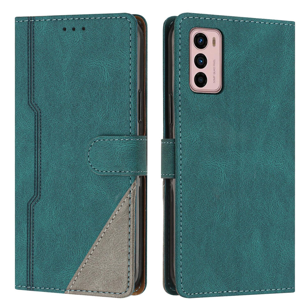 Leather Magnetic Clasp Case With Flip Wallet Stand Function Cover Compatible Moto G42: Green 8049759216197