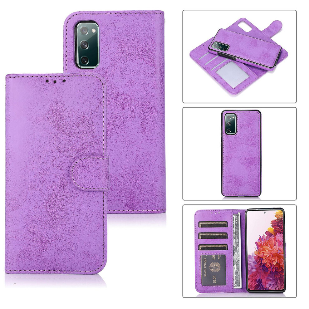 Samsung S20 Fe Case, Card Slots Retro Leather Wallet Shockproof Flip Cover Magnetic Closure Bookstyle Stand Case: Purple 3468205151045