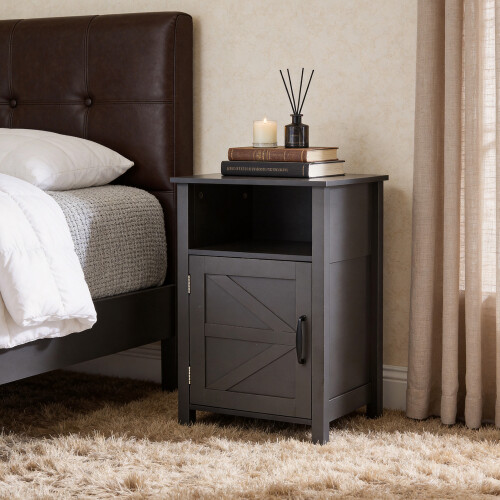 Living And Home Melamine-Faced MDF Bedside Table, Grey