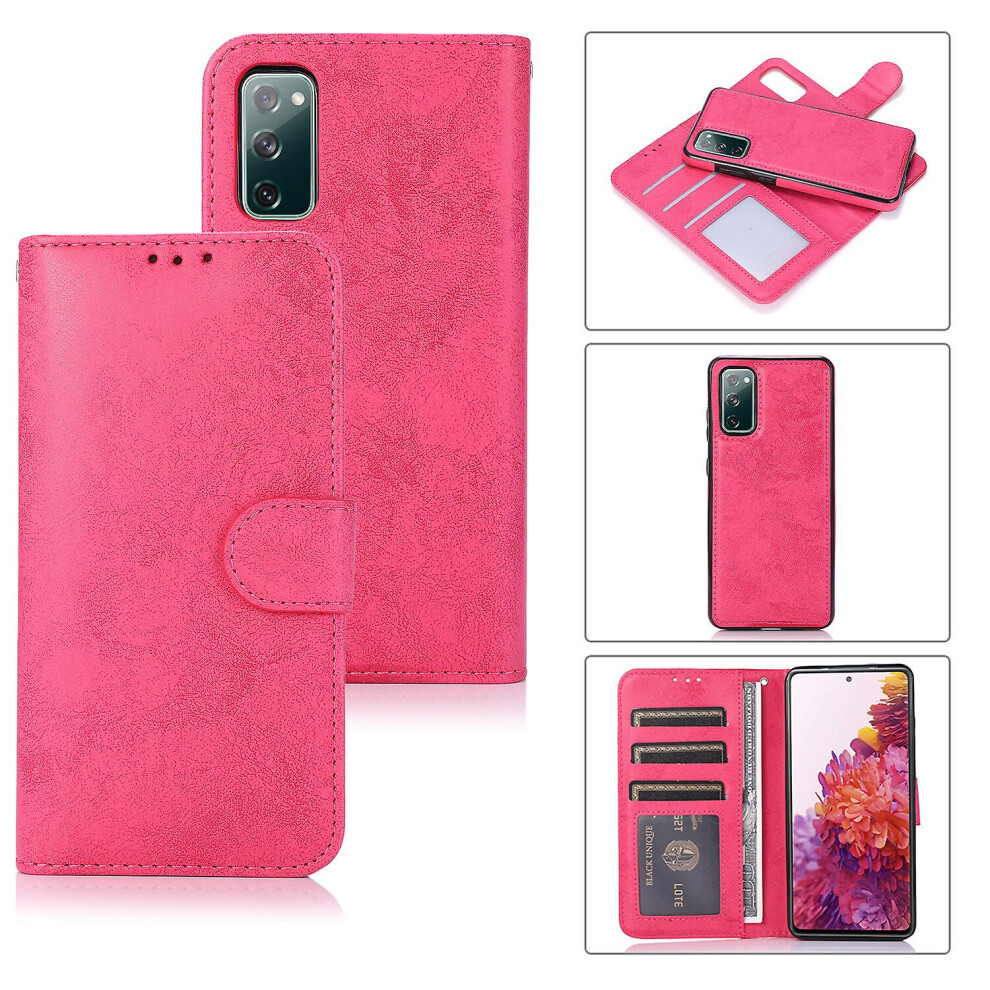 Samsung S20 Fe Case, Card Slots Retro Leather Wallet Shockproof Flip Cover Magnetic Closure Bookstyle Stand Case:rose Red 3468205151052
