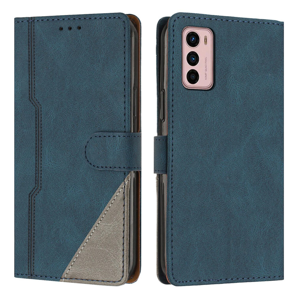 Leather Magnetic Clasp Case With Flip Wallet Stand Function Cover Compatible Moto G42: Blue 8049759216173