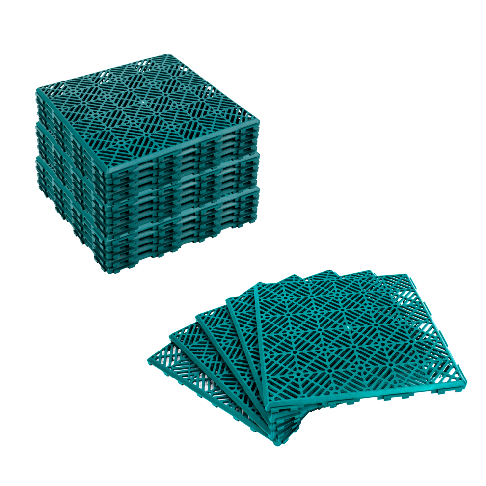 Kct (4 X 5Pc Anti-Slip Deck Boards) Garden Path And Patio Decking Interlocking Tiles Green