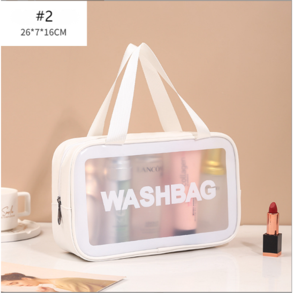 White Transparent Pvc Cosmetic Bag, Large Clear Toiletry Bag, Waterproof Wash Bag