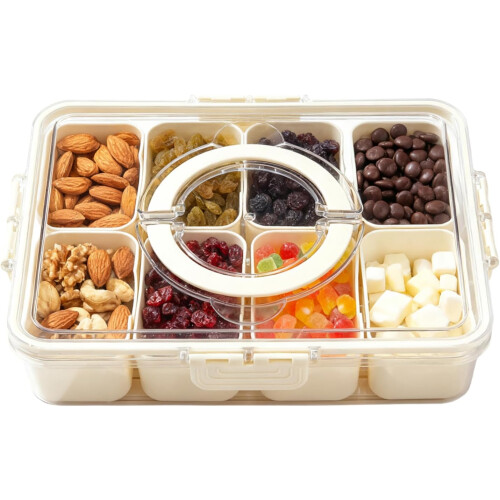 8Grid Snackle Box Clear Storage Box With Handle, 8 Compartment Snack Container For Picnic 1