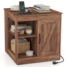 Table de chevet avec station de recharge et étagère réglable
