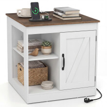 Table de chevet avec station de recharge et étagères réglables