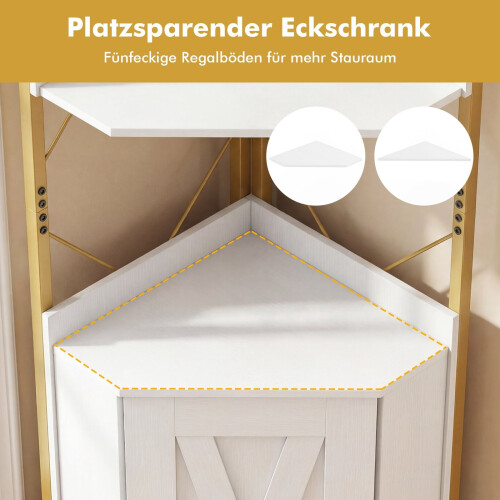 Corner Shelf with Storage, 180 cm, 5-Tier, White 2