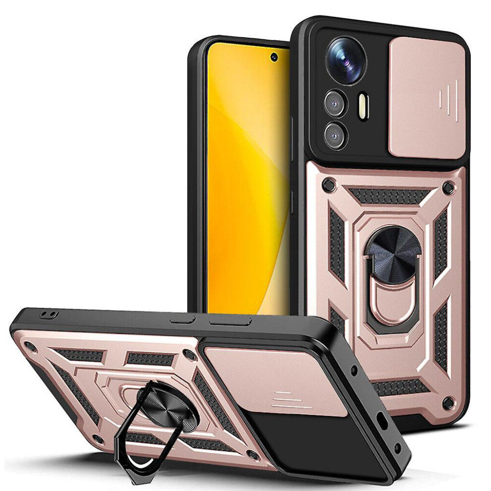 Magnetic Phone Case Compatible Xiaomi 13, Slide Camera Lens Protection And Built In 360 Rotatable Ring Holder:rose Gold 8291303215563