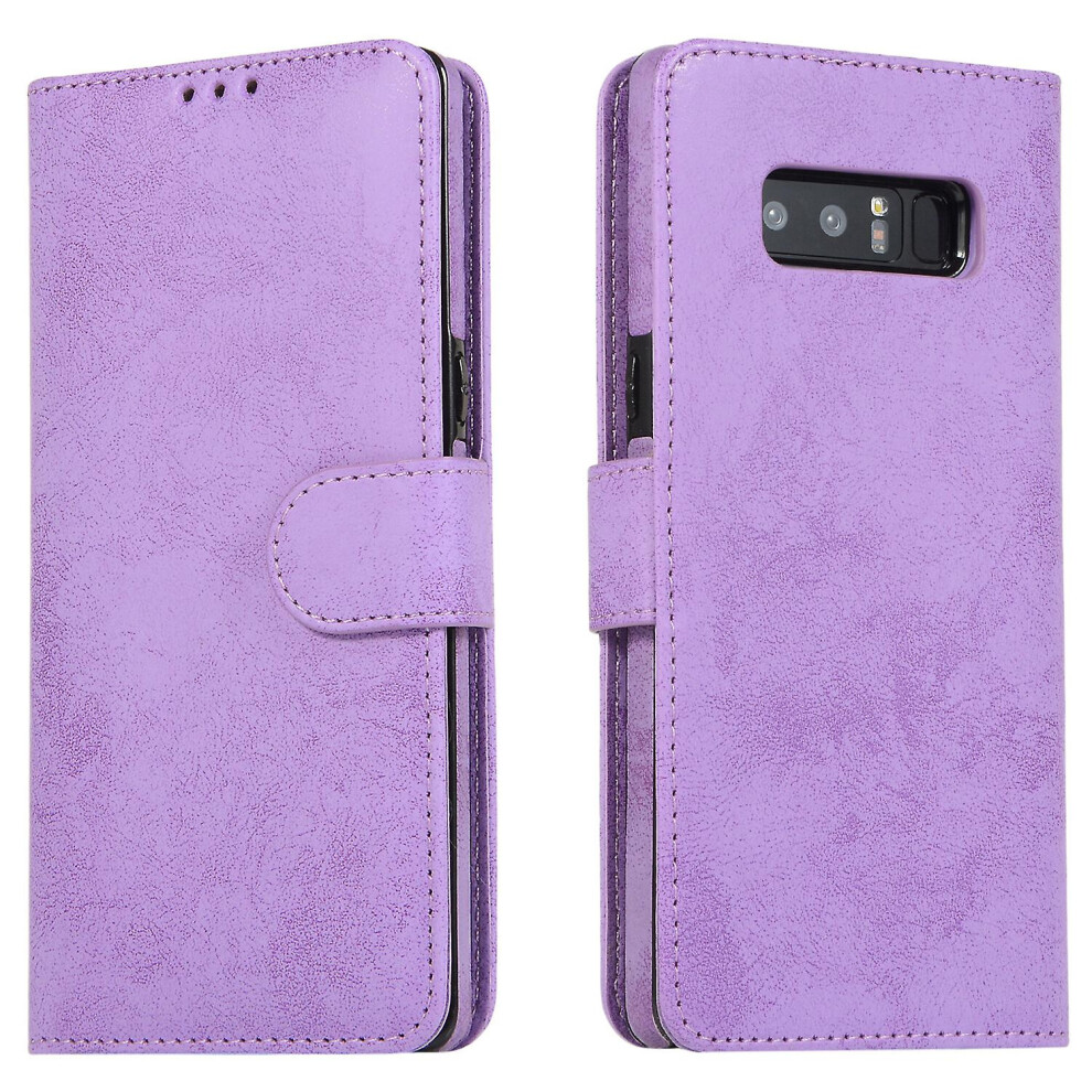 Samsung Note8 Case, Card Slots Retro Leather Wallet Shockproof Flip Cover Magnetic Closure Bookstyle Stand Case: Purple 7306622294272