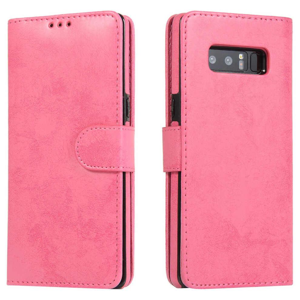 Samsung Note8 Case, Card Slots Retro Leather Wallet Shockproof Flip Cover Magnetic Closure Bookstyle Stand Case:rose Red 7306622294289