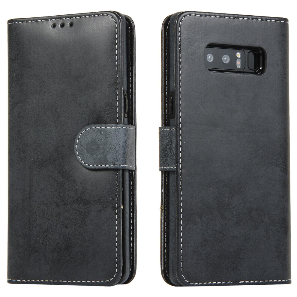 Samsung Note8 Case, Card Slots Retro Leather Wallet Shockproof Flip Cover Magnetic Closure Bookstyle Stand Case: Black 7306622294234