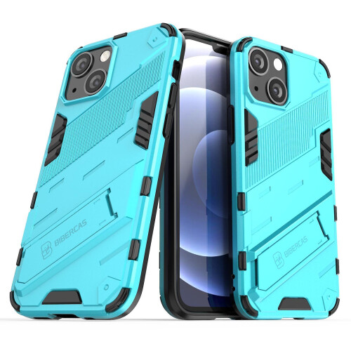 Slim Case compatible iPhone12 Mini Shockproof Dual-Layer Stand Cover:Blue 2