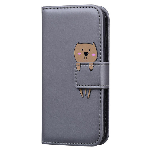 compatible iPhone12 Case Leather Wallet Flip Phone Case:Gray 1