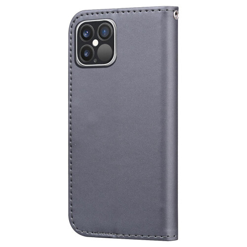 compatible iPhone12 Case Leather Wallet Flip Phone Case:Gray 2