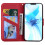 compatible iPhone12 Case Leather Wallet Flip Phone Case:Red 4