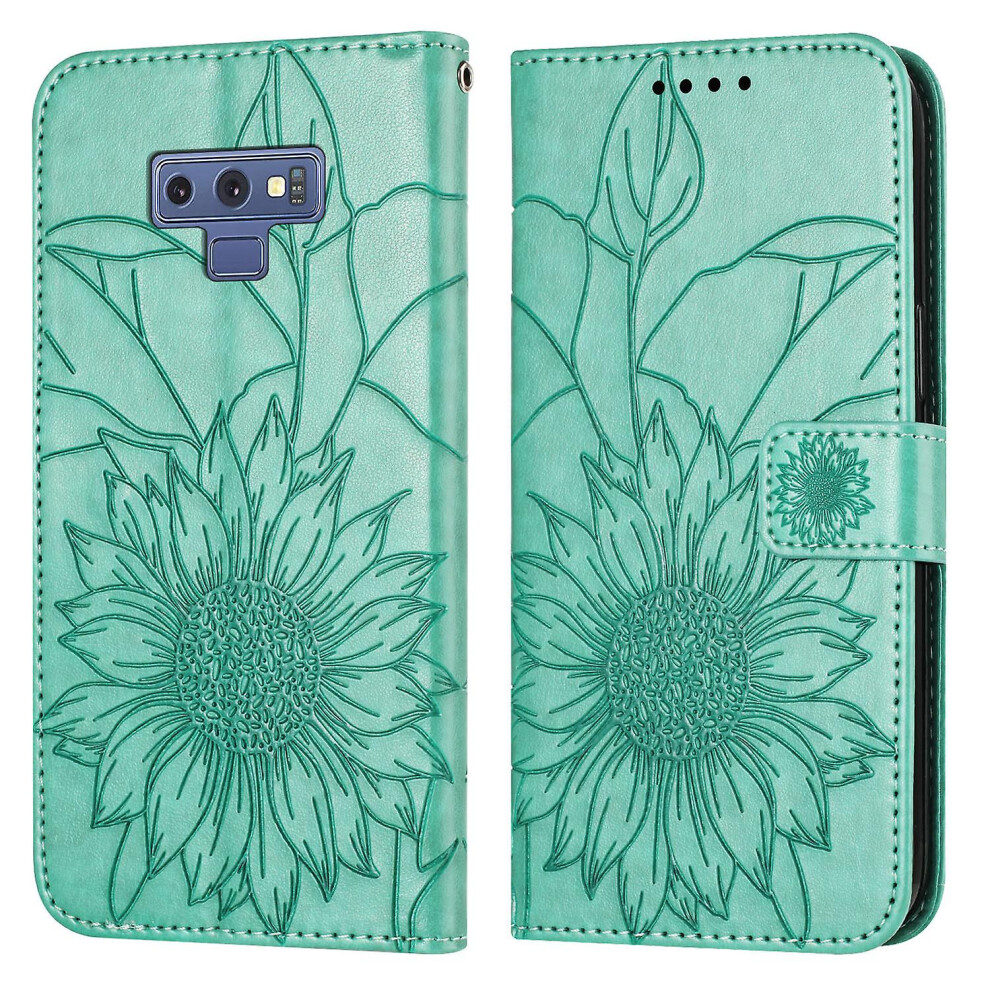 Compatible Samsung Galaxy Note9 Wallet Case,3 Credit Card Slot Id Card Holder,Pu Leather Flip Case: Green 3715985139313