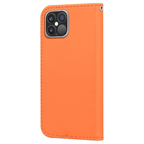 compatible iPhone12 Case Leather Wallet Flip Phone Case:Orange 2
