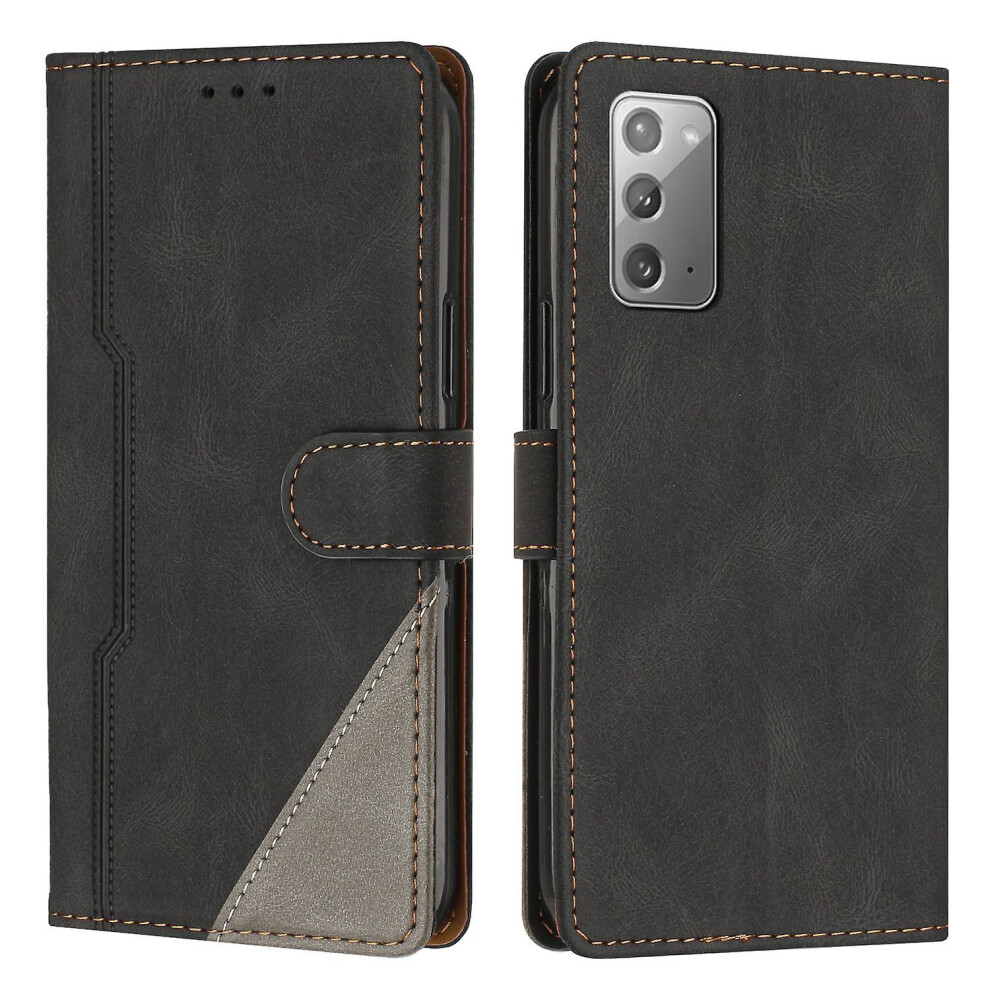 Leather Magnetic Clasp Case With Flip Wallet Stand Function Cover Compatible Samsung Note 20: Black 3748264225896