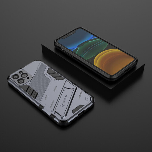 Slim Case compatible iPhone11 Pro Shockproof Dual-Layer Stand Cover:Grey 1