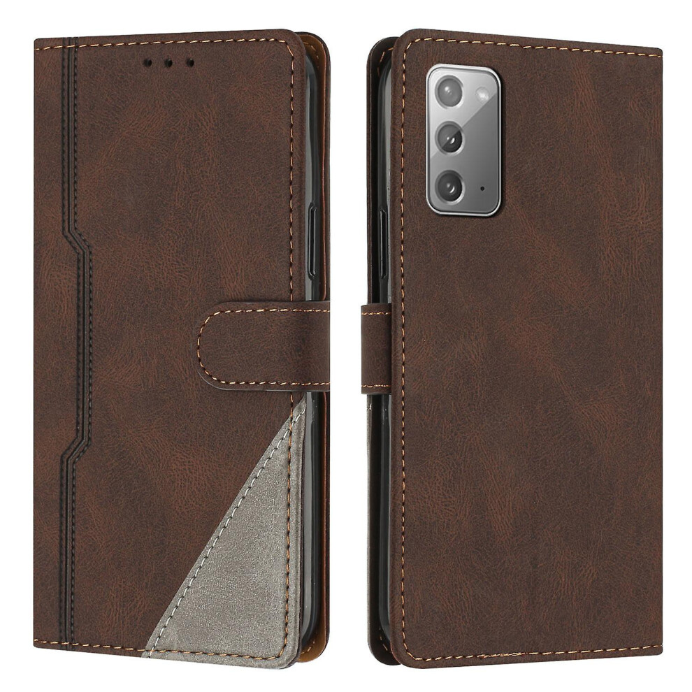 Leather Magnetic Clasp Case With Flip Wallet Stand Function Cover Compatible Samsung Note 20: Brown 3748264225919
